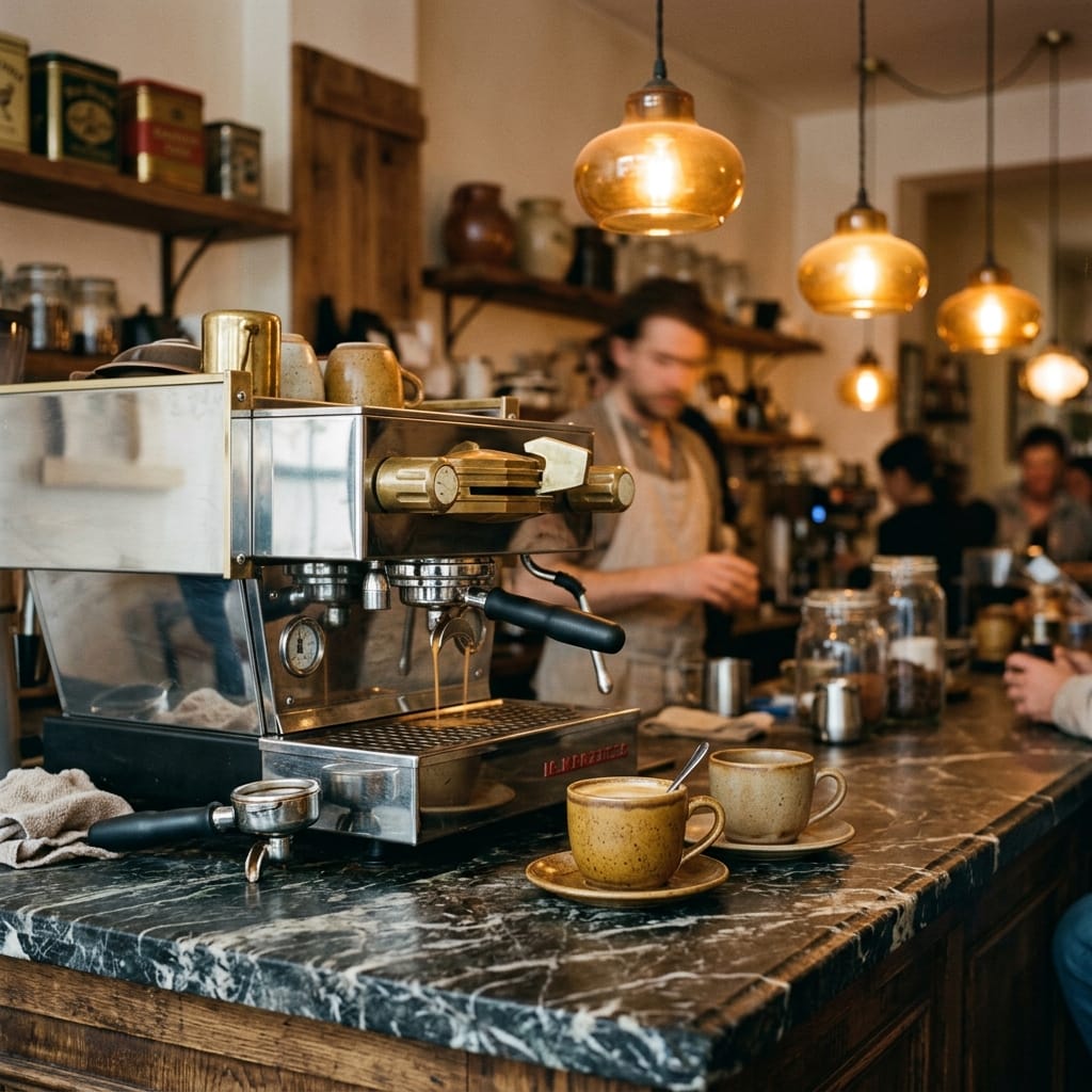 Precision espresso setup with Voloo coaster