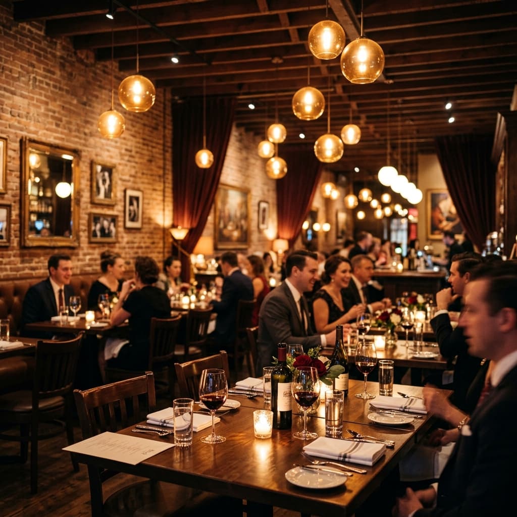 Upscale vintage restaurant with candlelight